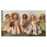 5 Storybook dolls, Little Bo Peep and others, no boxes