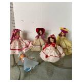 4 Storyville dolls, January, July, November and Madame Alexander Wendy doll as Blue Fairy