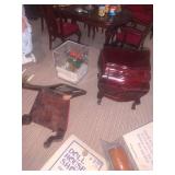 Miscellaneous doll house furniture and more. Bed is broken but all the pieces are there. Miniature accessories too