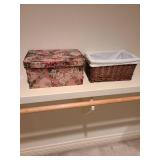 Fabric covered box and wicker basket with liner