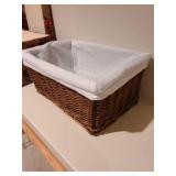 Fabric covered box and wicker basket with liner