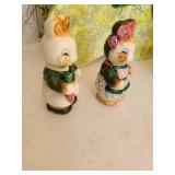 Vintage ceramic boy and girl bunny s and p shakers Japan, other Easter decor