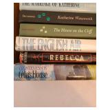 Books, including Rebecca.