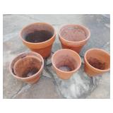 Clay flower pots largest approx 8x10 inches