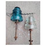 Hemingray insulators No. 42 with wood bolts