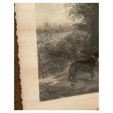 Framed original steel engraving A Dream of the Future dated 1883. 31 x 31in