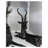 Vintage Mid Century Modern solid brass deer/stags bookends 11.5 in tall heavy