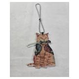 Cat with Katana Pendant Necklace & Car Hanging Decoration - Orange