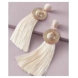 Earrings for Women- 1pair Round Decor Tassel Drop Earrings Birthday Valentine