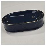 1 Pc Vintage Navy Glossy Gold Stars Cosmos Ceramic Soap Jewelry Dish