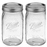 Ball Wide Mouth 32-Ounces Quart Mason Jars with Lids and Bands, (2 Jars)