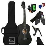 Best Choice Products 38in Beginner Acoustic Guitar Starter Kit w/ Gig Bag Strap Digital Tuner Strings - Matte Black