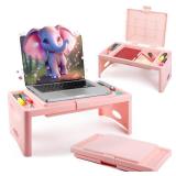 Loddie Doddie Foldable Lap Desk with Storage Pocket - Blush Color for Laptops, Travel, Breakfast in Bed, and Gaming for Kids & Teens - Kids Lap Desk - Lap Table for Kids - Craft Lap Tray