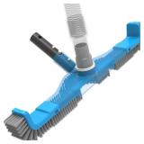 TidyMister 20" 2 in 1 Pool Brush Vacuum Head with Swivel Hose Connection & Sturdy Nylon Bristles for Heavy Duty Inground & Above- Ground Pool Cleaning - Connecting 1-1/4" or 1-1/2" Hose (No Pole)