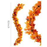 MISSPIN Fall Decor - Fall Garland - 6FT Autumn Maples Leaf Garland for Autumn Decor Hanging Vine Garland for Halloween Thanksgiving Decor Home Wedding Fireplace Party Christmas(Orange)