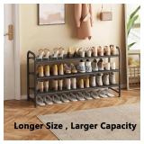 INGIORDAR Shoe Rack 3 Tier Long Storage Organizer Wide Metal Shoe Shelf for Closet Entryway Black