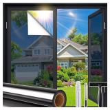 Coavas One Way Window Privacy Film, Window Tint for Home, Reflective Mirror Glass Window Coverings Heat UV Blocking See Out Not in, Black, 17.5 in X 6.5 Feet