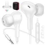 Wired Earbuds Headphones for School Students with Microphone Noise Canceling 3.5mm Earphones in-Ear Headset for Tablets iPod iPad MP3 iPhone Samsung Computer Laptop Android Phone 3.5 mm Jack White