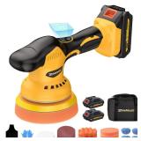 ZhiehiusL Cordless Buffer Polisher, 6 Inch Rotary car buffer polisher with 2PCS 21V 2000mAh Batteries, Extra 17 PCS Attachment Pads, 6 Variable Speed 2800-5500 RPM for Car Boat Polishing Waxing