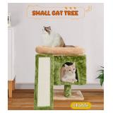 SYANDLVY Small Cat Tree for Indoor Cats, Cat Tower with Scratching Post, Modern Activity House for Large Cats, Condo with Board, Kittens Cave