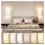 PRTILOUD Battery Operated Wall Sconces Set of Two, Rechargeable Wall Lamp with Remote, 3 Colors Dimmable Fabric Wireless Sconces Wall Decor Set of 2 with Timer for Bedroom Living Roomâ¦