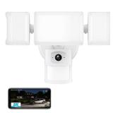 Olafus Floodlight Camera Outdoor, 2K QHD Smart Security Cam Flood Light Wired, 55W 5500LM Exterior Light Fixture, Outside LED Safety Lamps with Motion Detection, 2-Way Audio for House Yard White - Ret