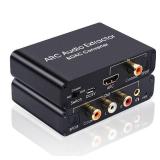 HDMI ARC Audio Extractor, AMANKA DAC Converter 192KHz Digital to Analog Audio Converter, Optical/SPDIF Coaxial HDMI ARC to Optical/SPDIF Coaxial Stereo L/R 3.5mm Jack for TV