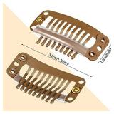 WILLBOND 30 Pieces 32 mm 9 teeth Hair Extension Clips (Light Brown) for Women Hair Extensions DIY