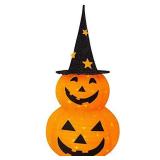 FUNPENY 3FT Halloween Collapsible Pumpkin Decorations, Pre Lit Light Up 50 LED Pumpkin with Star Hat 8 Lighted Mode, Pop Up Jack o Lantern with Metal Stand for Indoor Outdoor Yard Holiday Decor