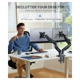 HUANUO Dual Monitor Stand   Full Adjustable Monitor Desk Mount Swivel Vesa Bracket with C Clamp, Grommet Mounting Base for 13 to 30 Inch Computer Screens   Each Arm Holds 4.4 to 19.8lbs