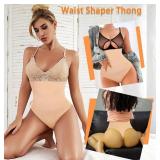 Womens Thong Shapewear Mid to High Waisted Shaper Thong WN0017(02#B Beige#high Waisted firm,Medium)