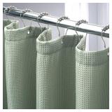 AmazerBath Sage Green Shower Curtain, Waffle Shower Curtain, Fabric Shower Curtain with Waffle Weave, Heavy Duty Hotel Quality Bathroom Shower Curtains, 72 x 72 Inches