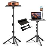 FOUR UNCLES Projector Tripod Stand, 23 to 63 Inch Laptop Tripod Adjustable Height, Portable Projector Stand for Outdoor Movies, DJ Racks Mount with Gooseneck Phone Holder, Apply to Stage or Studio