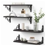 Goozii Black Floating Shelves for Wall Set of 4, Decorative Wall Shelves for Living Room Decor, Girls Bedroom, Bathroom Kitchen Office, Aesthetic Storage Wall Mounted Shelves for Plants, Books