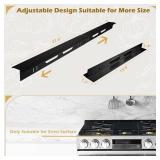 Stainless Steel Stove Gap Cover 2 Packs, 13.8~27.6 Adjustable Kitchen Stove Counter Gap Cover for Level Surface, Heat Resistant Cooktop Trim Kit, Easy to Clear Stove Guard (Black)