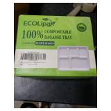 ECOLipak 100% Compostable 5 Compartment Plates, 125 Pack Disposable Paper Plates, Heavy-Duty Biodegradable Sugarcane Plates, Eco-Friendly School Lunch Trays