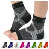 BLITZU Compression Socks for Plantar Fasciitis, Achilles Tendonitis Relief. Ankle Compression Sleeve for Heel Spurs, Foot Swelling, Fatigue & Sprain. Arch Support Brace for Sports, Gym Black S-M