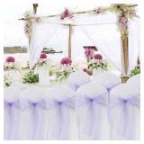 MAGTOWNE Organza Chair Sashes Ties 50 Pack Universal Chiffon Knots Lavender Chair Bows for Wedding Party Reception Ceremony Banquet Decorations - Lavender