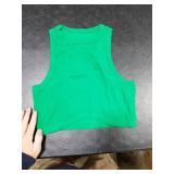 Dwnval Sexy Sleeveless Crewneck Ribbed Knitted Tank Crop Tops for Women(Green,L)