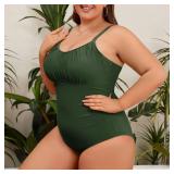 Zando Plus Size Bathing Suit for Women One Piece Swimsuit Athletic Shapewear Spaghetti Strap Swim Suits Tummy Control Swimsuit Full Coverage Modest One Piece Beach Tankini Swimwear Green XXX-Large