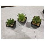 Hollyone Small Succulents Artificial 3 Pcs Faux Succulents in Pots Fake Succulent Plants with Black Ceramic Pots for Modern Home Office Desk Bathroom Shelf Living Room Decor