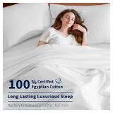 Shilucheng 100% Cotton Queen Size Sheets Set Luxury Egyptian Cotton Bed Sheets 5-Star Hotel Quality Sheets, Breathable & Cooling, 16 Inch Deep Pocket - 4 Piece (White, Queen)