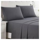 Nestl Queen Sheet Set - 4 Piece Bed Sheets for Queen Size Bed, Deep Pocket, Hotel Luxury, Extra Soft, Breathable and Cooling, Grey Queen Size Sheets