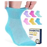 Pembrook Ankle Diabetic Socks for Women and Men | 4 Pairs | Wide Calf and Ankle Neuropathy Socks for Women | Moisture Wicking Womens Diabetic Socks | Diabetic Socks Women 9-12