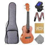 Ranch Soprano Ukulele 21 inch Professional Wooden ukulele Instrument Kit with 12 Online Lessons Small Hawaiian ukulele Guitar ukulele Starter Pack Bundle Gig bag, Tuner, Strap, Aquila Strings Set