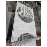 Angus Black and White Modern Abstract Geometric Runner Rug - Contemporary Striped Rug for Hallway, Kitchen - Black, Charcoal, Light Gray, Cream - 2