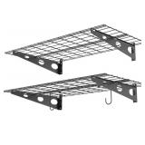 2 Pack Garage Wall Shelves, 2 x 4 ft/24 * 48 inch Wall Mounted Storage Shelves for Garage Heavy Duty Wall Shelving, Holds Up to 220 Lbs(Black)