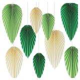 SUNBEAUTY Paper Fans Party Decorations Paper Leaves for Decoration Paper Fans Classroom Decoration Paper Fans Backdrop Decor Green Birthday Decorations,Set of 9