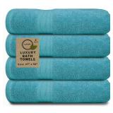 Softolle 100% Cotton Luxury Bath Towels -Towels for Bathroom - Set of 4 Bath Towel (27" x 54")- Eco-Friendly, Super Soft, Highly Absorbent Bath Towel - Oeko-Tex Certified (Turquoise)