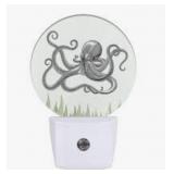 Octopus Night Light Ocean Sea Green Seaweed Octopus LED Dusk to Dawn Night Lamp Auto Sensor for Bedroom Bathroom Hallway Living Room Home Indoor